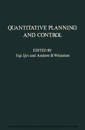 Ijiri / Whinston |  Quantitative Planning and Control | eBook | Sack Fachmedien