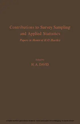 Hartley / David |  Contributions to Survey Sampling and Applied Statistics | eBook | Sack Fachmedien