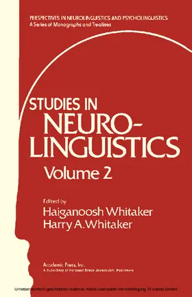 Whitaker |  Studies in Neurolinguistics | eBook | Sack Fachmedien