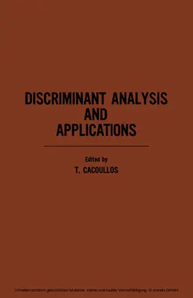 Cacoullos |  Discriminant Analysis and Applications | eBook | Sack Fachmedien