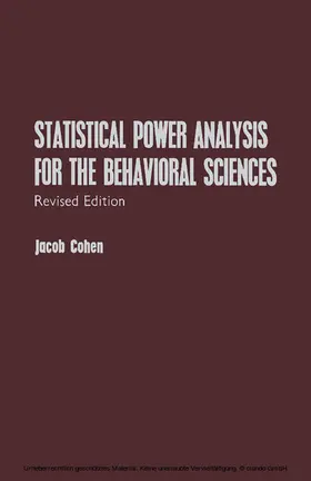 Cohen |  Statistical Power Analysis for the Behavioral Sciences | eBook | Sack Fachmedien