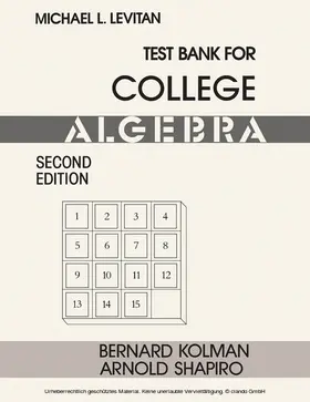 Kolman / Shapiro / Levitan |  Test Bank for College Algebra | eBook | Sack Fachmedien