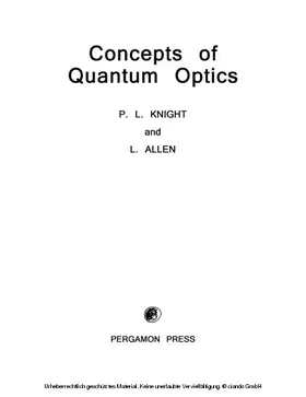 Knight / Allen |  Concepts of Quantum Optics | eBook | Sack Fachmedien