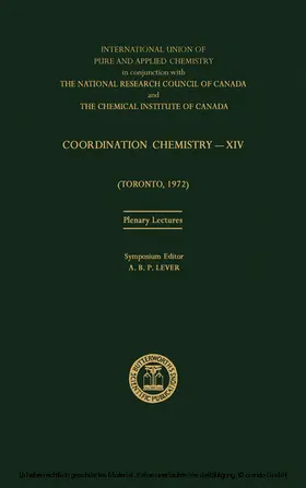Lever |  Coordination Chemistry-XIV | eBook | Sack Fachmedien