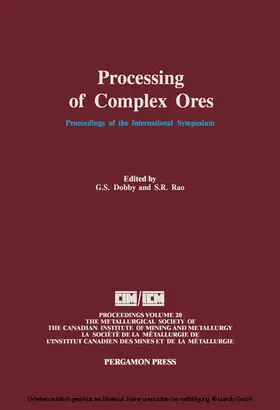 Dobby / Rao |  Processing of Complex Ores | eBook | Sack Fachmedien