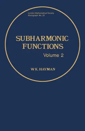 Hayman / Cohn / Johnson |  Subharmonic Functions | eBook | Sack Fachmedien