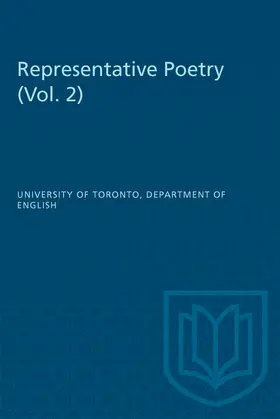University of Toronto |  Representative Poetry | eBook | Sack Fachmedien
