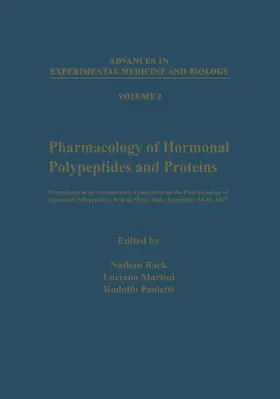 Back |  Pharmacology of Hormonal Polypeptides and Proteins | Buch |  Sack Fachmedien