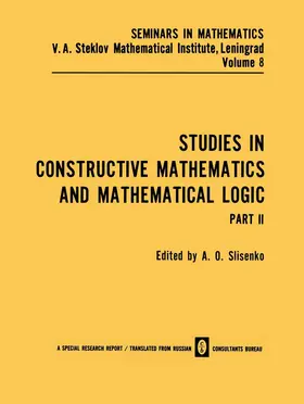 Slisenko |  Studies in Constructive Mathematics and Mathematical Logic Part 2 | Buch |  Sack Fachmedien