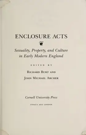 Burt / Archer |  Enclosure Acts | eBook | Sack Fachmedien