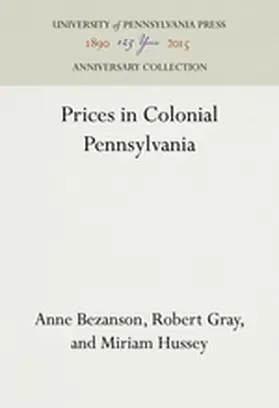 Bezanson / Gray / Miriam |  Prices in Colonial Pennsylvania | Buch |  Sack Fachmedien