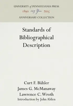Bühler / McManaway / Wroth |  Standards of Bibliographical Description | Buch |  Sack Fachmedien