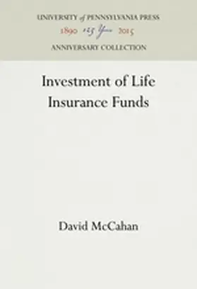 McCahan |  Investment of Life Insurance Funds | Buch |  Sack Fachmedien