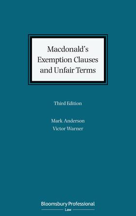 Anderson / Woroner | Macdonald's Exemption Clauses and Unfair Terms | Buch | 978-1-5265-0371-8 | sack.de