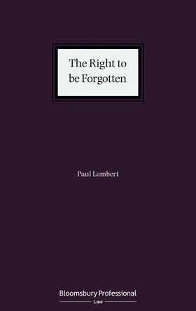 Lambert |  The Right to be Forgotten | Buch |  Sack Fachmedien