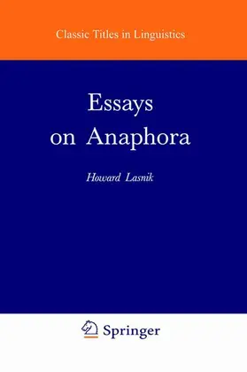 Lasnik |  Essays on Anaphora | Buch |  Sack Fachmedien