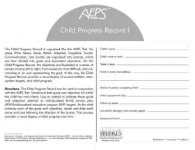 Bricker / Capt / Johnson |  Assessment, Evaluation, and Programming System for Infants and Children (Aeps(r)), Child Progress Record I | Buch |  Sack Fachmedien