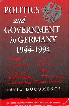 Schweitzer / Karsten / Spencer |  Politics and Government in Germany, 1944-1994 | Buch |  Sack Fachmedien