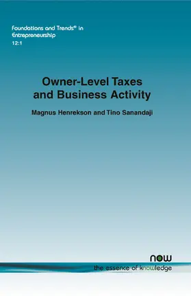Henrekson / Sanandaji |  Owner-Level Taxes and Business Activity | Buch |  Sack Fachmedien