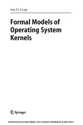 Craig |  Formal Models of Operating System Kernels | eBook | Sack Fachmedien