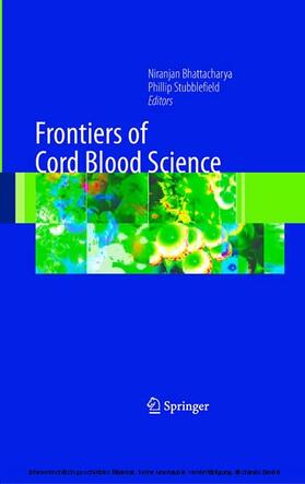 Bhattacharya / Stubblefield / Bhattacharya. | Frontiers of Cord Blood Science | E-Book | sack.de