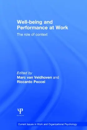 van Veldhoven / Peccei |  Well-being and Performance at Work | Buch |  Sack Fachmedien
