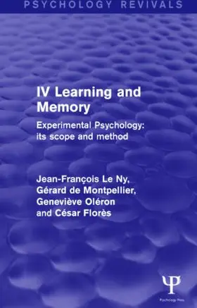 Le Ny / de Montpellier / Oléron | Experimental Psychology Its Scope and Method | Buch | 978-1-84872-466-2 | www.sack.de