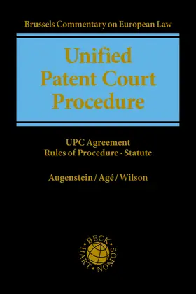 Wilson / Augenstein / Agé |  Unified Patent Court Procedure | Buch |  Sack Fachmedien