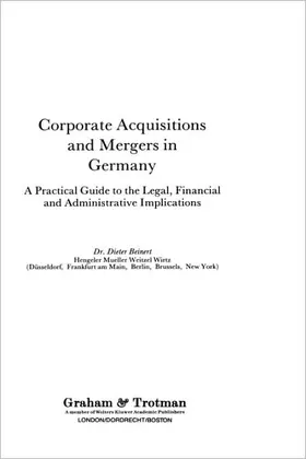 Corporate Acquisitions and Mergers in Germany | Buch | 978-1-85333-584-6 | sack.de