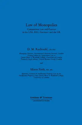 Raybould, Consulting Editor / Ali |  Law of Monopolies | Buch |  Sack Fachmedien