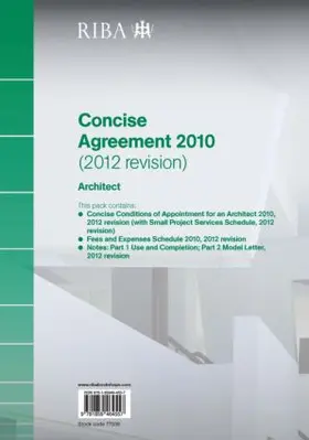 Riba |  RIBA Concise Agreement 2010 (2012 Revision): Architect | Buch |  Sack Fachmedien