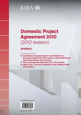Riba |  RIBA Domestic Project Agreement 2010 (2012 Revision): Architect | Buch |  Sack Fachmedien