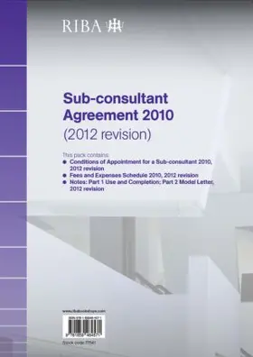 Riba |  RIBA Sub-consultant Agreement 2010 (2012 Revision) | Buch |  Sack Fachmedien