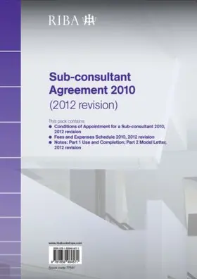 Riba |  Riba Sub-Consultant Agreement 2010 (2012 Revision) Pack of 10 | Buch |  Sack Fachmedien