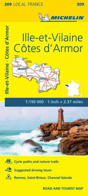  Cotes-d'Armor, Ille-et-Vilaine - Michelin Local Map 309 | Sonstiges |  Sack Fachmedien