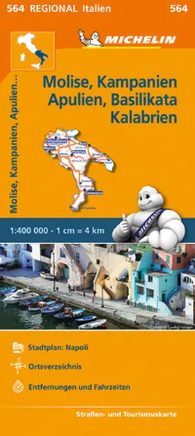 MICHELIN |  Michelin Molise, Kampanien, Apulien, Basilikata, Kalabrien. Straßen- und Tourismuskarte 1:400.000 | Sonstiges |  Sack Fachmedien