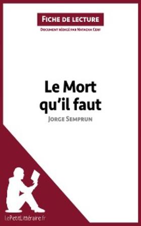 Cerf | Le Mort qu'il faut de Jorge Semprun (Fiche de lecture) | E-Book | www.sack.de