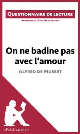 Herbeth |  On ne badine pas avec l'amour d'Alfred de Musset | eBook | Sack Fachmedien