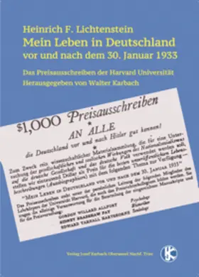 Karbach / Lichtenstein |  Mein Leben in Deutschland vor und nach dem 30. Januar 1933 | Buch |  Sack Fachmedien