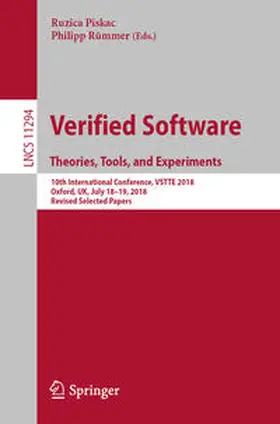 Piskac / Rümmer | Verified Software. Theories, Tools, and Experiments | E-Book | sack.de