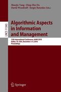 Tang / Butenko / Du |  Algorithmic Aspects in Information and Management | Buch |  Sack Fachmedien