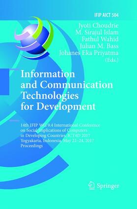Choudrie / Islam / Priyatma |  Information and Communication Technologies for Development | Buch |  Sack Fachmedien