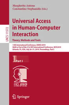 Antona / Stephanidis |  Universal Access in Human-Computer Interaction. Theory, Methods and Tools | eBook | Sack Fachmedien