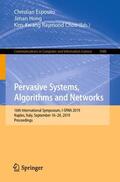 Esposito / Hong / Choo |  Pervasive Systems, Algorithms and Networks | Buch |  Sack Fachmedien