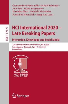 Stephanidis / Salvendy / Wei |  HCI International 2020 ¿ Late Breaking Papers: Interaction, Knowledge and Social Media | Buch |  Sack Fachmedien