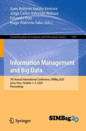 Lossio-Ventura / Alatrista-Salas / Valverde-Rebaza |  Information Management and Big Data | Buch |  Sack Fachmedien