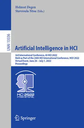 Degen / Ntoa |  Artificial Intelligence in HCI | eBook | Sack Fachmedien