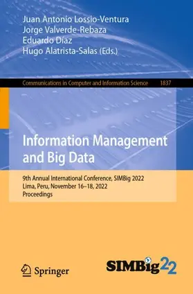 Lossio-Ventura / Alatrista-Salas / Valverde-Rebaza |  Information Management and Big Data | Buch |  Sack Fachmedien