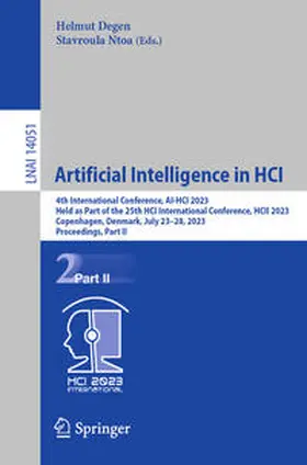 Degen / Ntoa |  Artificial Intelligence in HCI | eBook | Sack Fachmedien