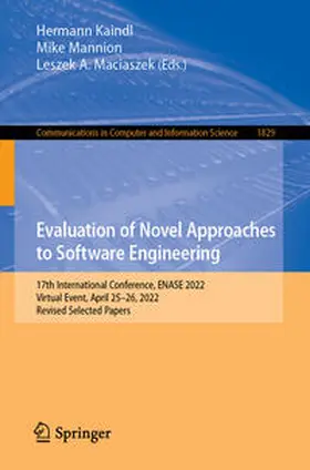 Kaindl / Mannion / Maciaszek | Evaluation of Novel Approaches to Software Engineering | E-Book | sack.de